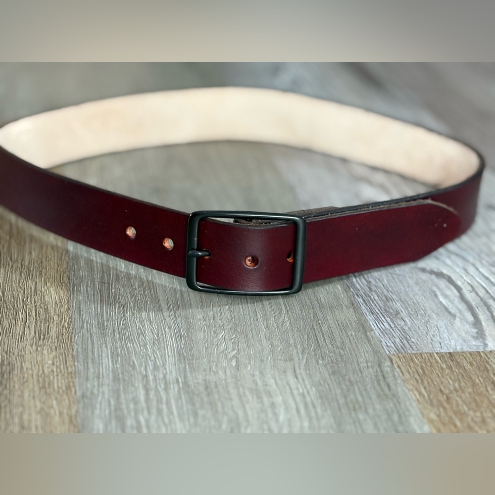 Men’s 34” Maroon Burgundy Solid Leather 1.5” Belt